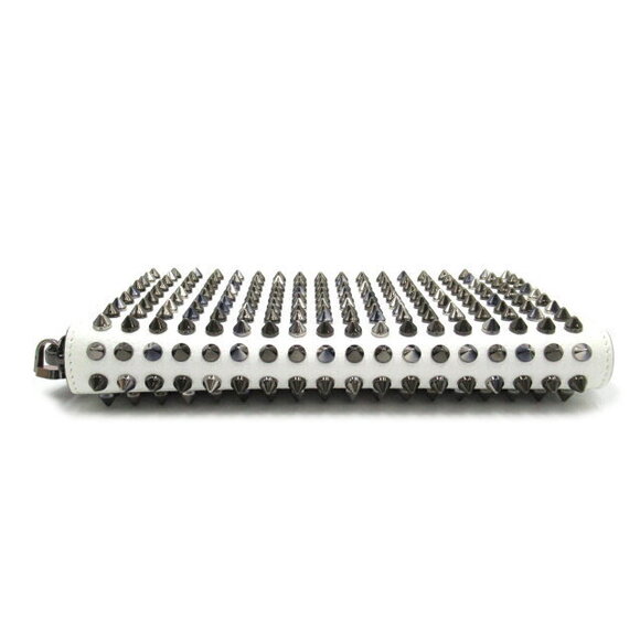 Panettone - Coin purse - Grained calf leather and spikes  Christian Louboutin round black wallet Panettone long white